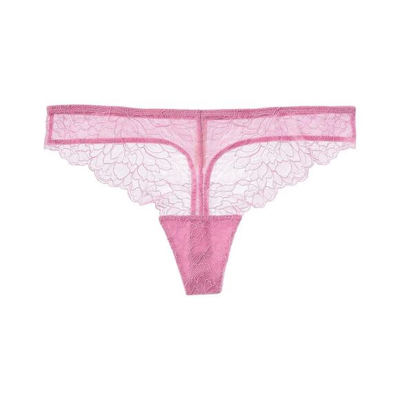 OnGossamer Women's Luxe Lace Thong Pink Size M 1266 - Picture 2 of 3